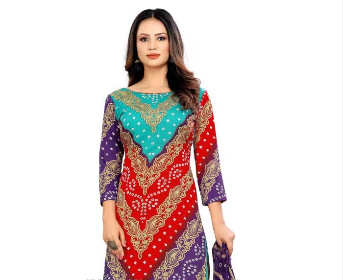 Traditional Women's Heavy Embroidery Work Unstitched Salwar Suit Dress Material | Trendy Exclusive fancy salwar suits With Duppata | Women's Printed Crepe Suits & Dress Materials