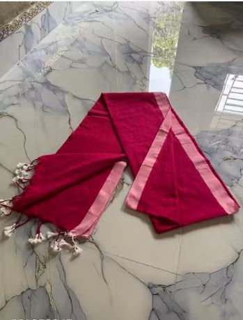 PURE COTTON SOLID PLAIN SAREE WITH DIFFERENT COLOUR BORDER FOR WOMEN, CASUAL, PARTY, TRADITIONAL AND FESTIVE SEASON USE