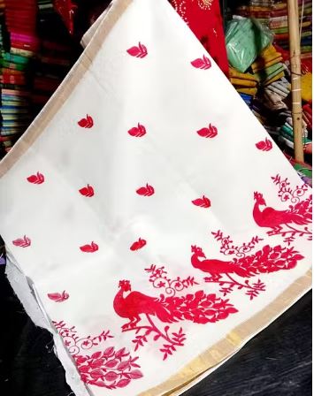 Tant Cotton Saree body Embroidered without bluse piece Saree length 5.5 meter