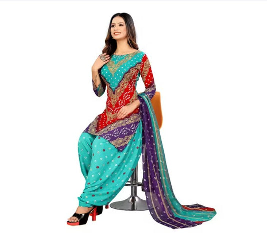 Traditional Women's Heavy Embroidery Work Unstitched Salwar Suit Dress Material | Trendy Exclusive fancy salwar suits With Duppata | Women's Printed Crepe Suits & Dress Materials