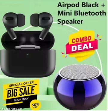 Wireless Earbuds Pro, Bluetooth Earphones, In-Ear Headphones; TWS Earbuds; Long Battery Life with mini bluetooth speaker combo