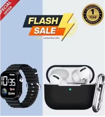 Airpod Pro True Wireless Bluetooth Earphones with 3 Hours of Playtime with Stylist Watch Free & Compatible for all Smartphones (White)