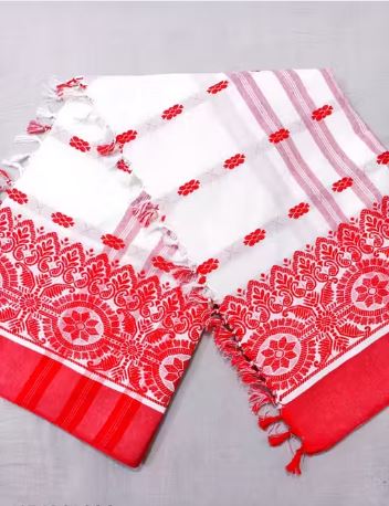 Pure Cotton White & Red saree Kanjivaram